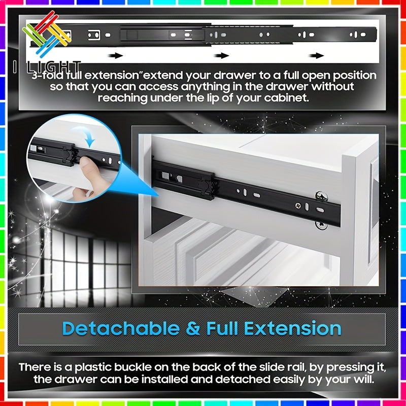 (Fast Delivery)1Pair (2pcs)Drawer Guide Full Extension Ball Bearing Heavy Duty (25.4-50.8 cm) Drawer Slide Rail