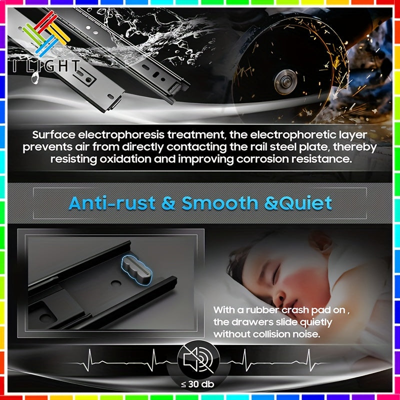 (Fast Delivery)1Pair (2pcs)Drawer Guide Full Extension Ball Bearing Heavy Duty (25.4-50.8 cm) Drawer Slide Rail