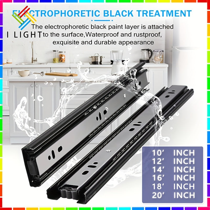 (Fast Delivery)1Pair (2pcs)Drawer Guide Full Extension Ball Bearing Heavy Duty (25.4-50.8 cm) Drawer Slide Rail