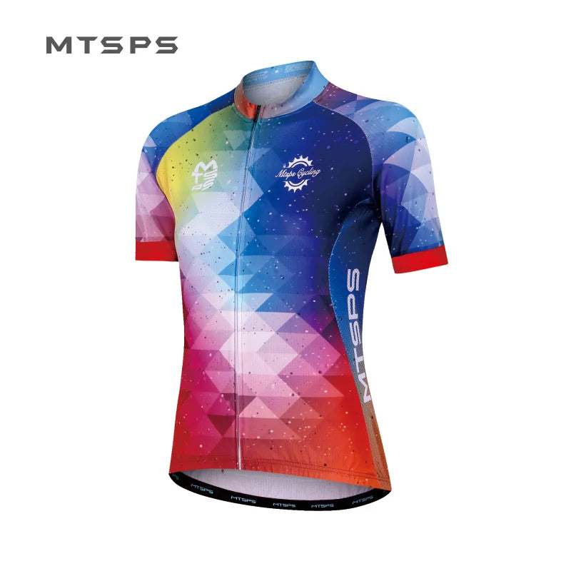 MTSPS Women Cycling Jersey Mtb Bicycle Clothing Ciclismo Short Sleeves Jersey Race-Ropa-Maillot