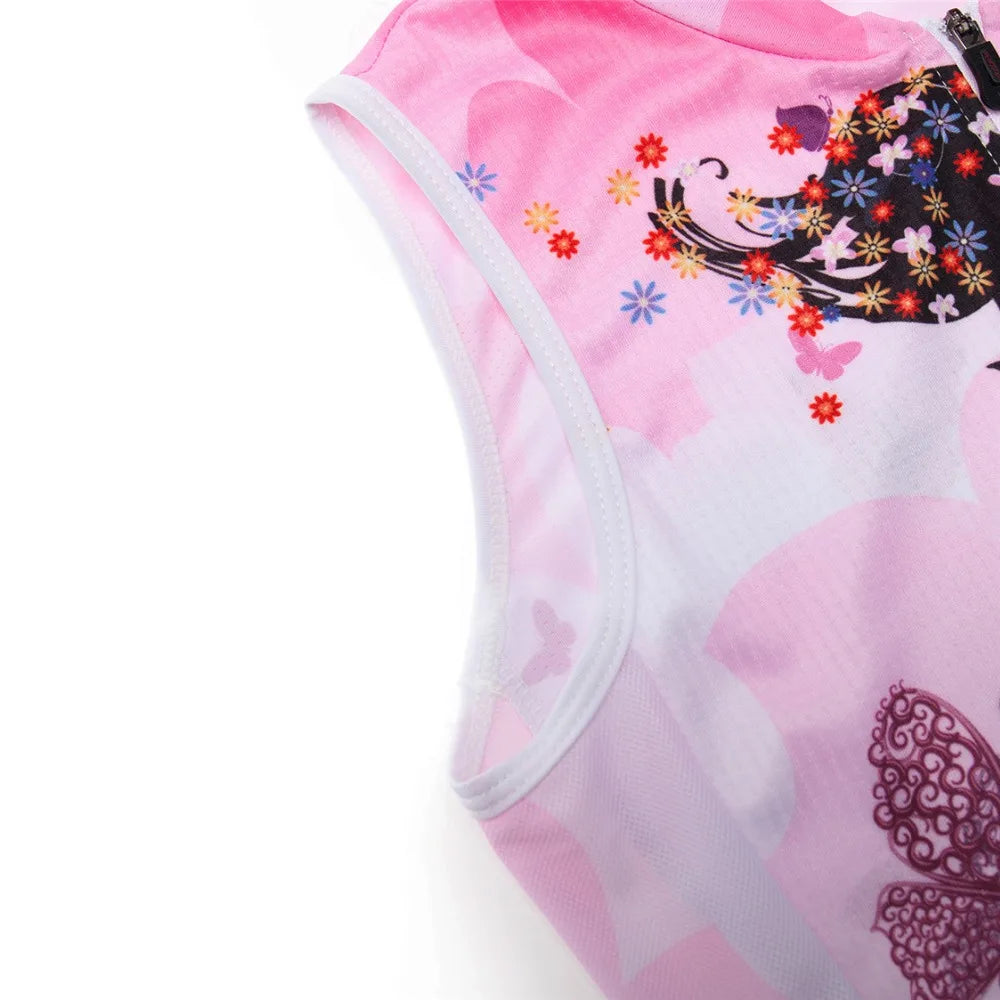 Cycling jersey sleeveless Women Bike MTB Top shirt Maillot bicycle racing Road Mountain girl cycle jersey Half zipper pink