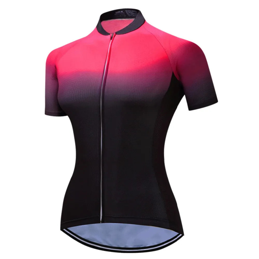 Cycling jersey Womens Bike jersey Mountain Road MTB Top Maillot Breathable shirts Short sleeve racing Team Blouse female red