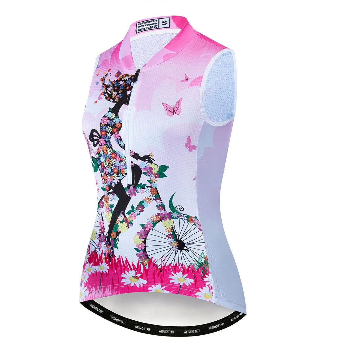 Cycling jersey sleeveless Women Bike MTB Top shirt Maillot bicycle racing Road Mountain girl cycle jersey Half zipper pink