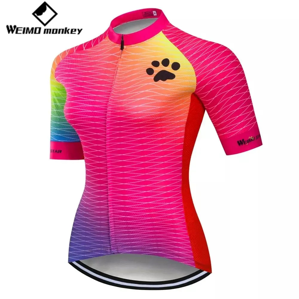 Cycling jersey Womens Bike jersey Mountain Road MTB Top Maillot Breathable shirts Short sleeve racing Team Blouse female red