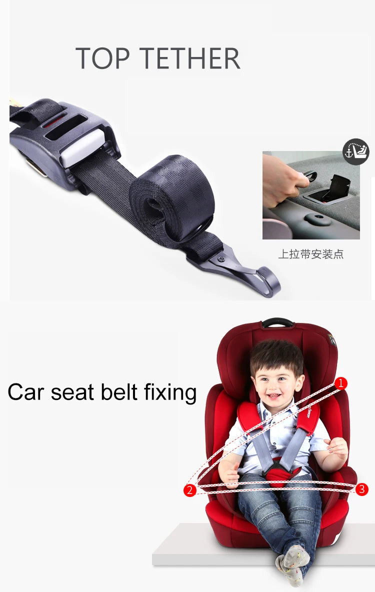 Child Safety Car Seat Folding Baby Car Seat Isofix Latch Portable  Kids Car Seat Booster For 9M-12 years Old