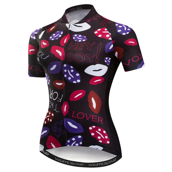 Cycling jersey Womens Bike jersey Mountain Road MTB Top Maillot Breathable shirts Short sleeve racing Team Blouse female red