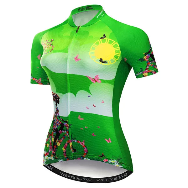 Cycling jersey Womens Bike jersey Mountain Road MTB Top Maillot Breathable shirts Short sleeve racing Team Blouse female red