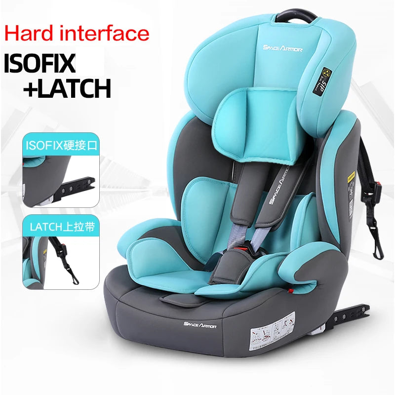 Child Safety Car Seat Folding Baby Car Seat Isofix Latch Portable  Kids Car Seat Booster For 9M-12 years Old