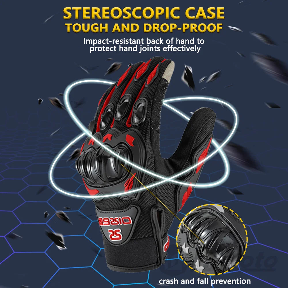 Summer Breathable Full Finger Motorcycle Gloves Touchscreen Motocross Protective Gloves Anti-fall Motorbike Gloves Bike Gloves