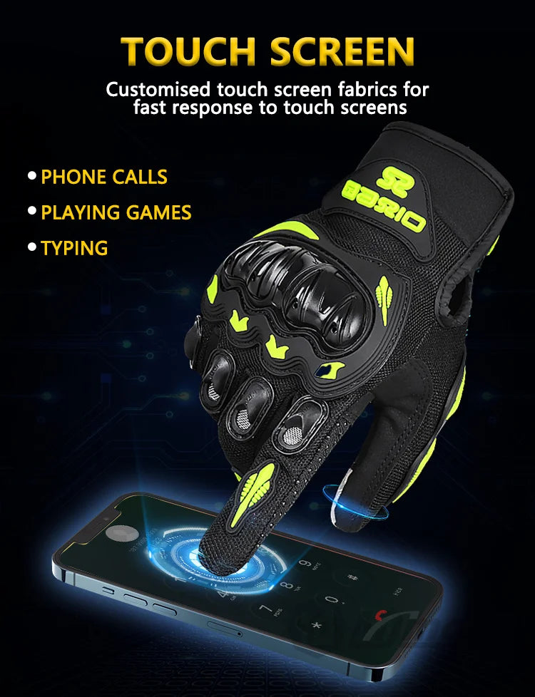Summer Breathable Full Finger Motorcycle Gloves Touchscreen Motocross Protective Gloves Anti-fall Motorbike Gloves Bike Gloves