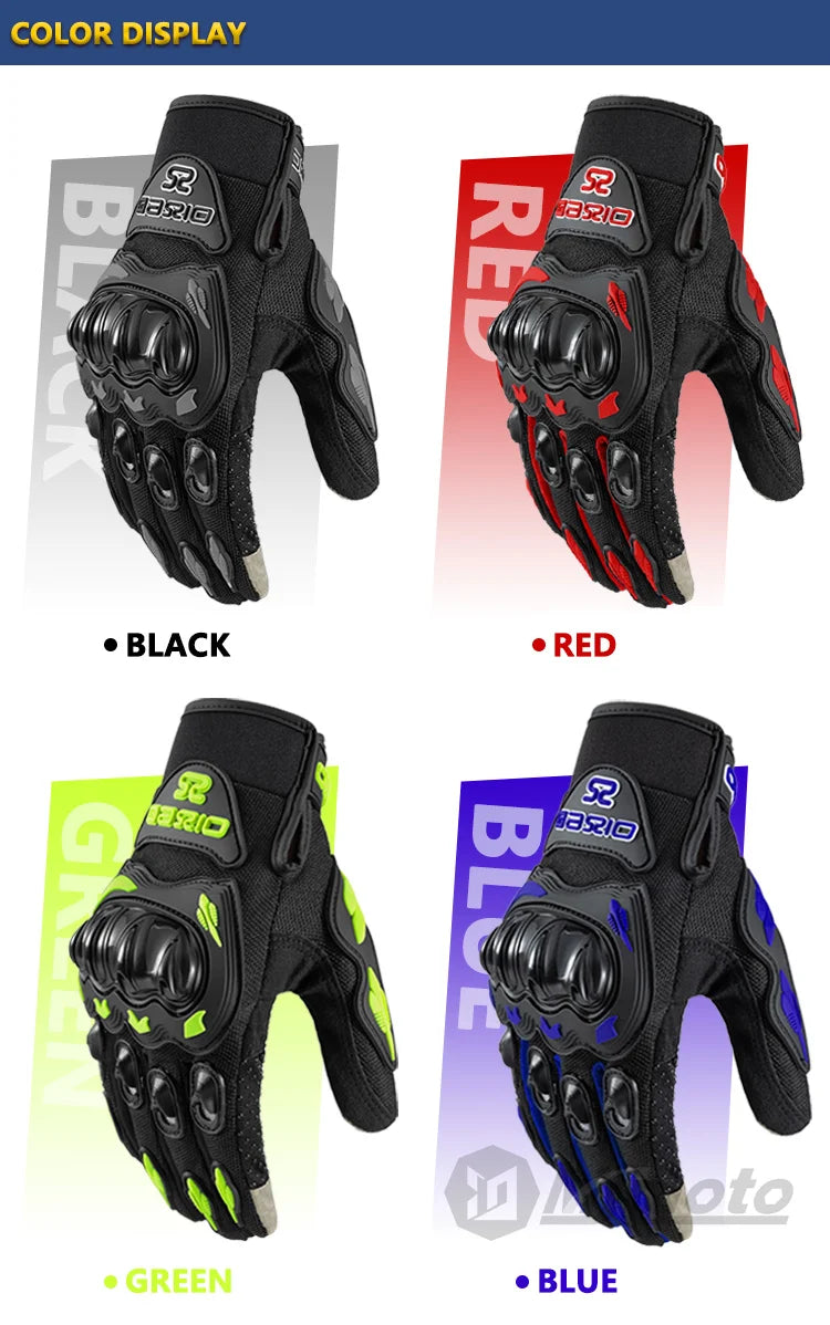 Summer Breathable Full Finger Motorcycle Gloves Touchscreen Motocross Protective Gloves Anti-fall Motorbike Gloves Bike Gloves