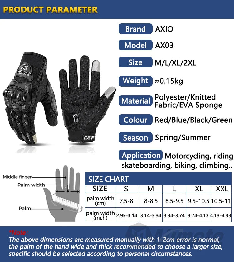 Summer Breathable Full Finger Motorcycle Gloves Touchscreen Motocross Protective Gloves Anti-fall Motorbike Gloves Bike Gloves