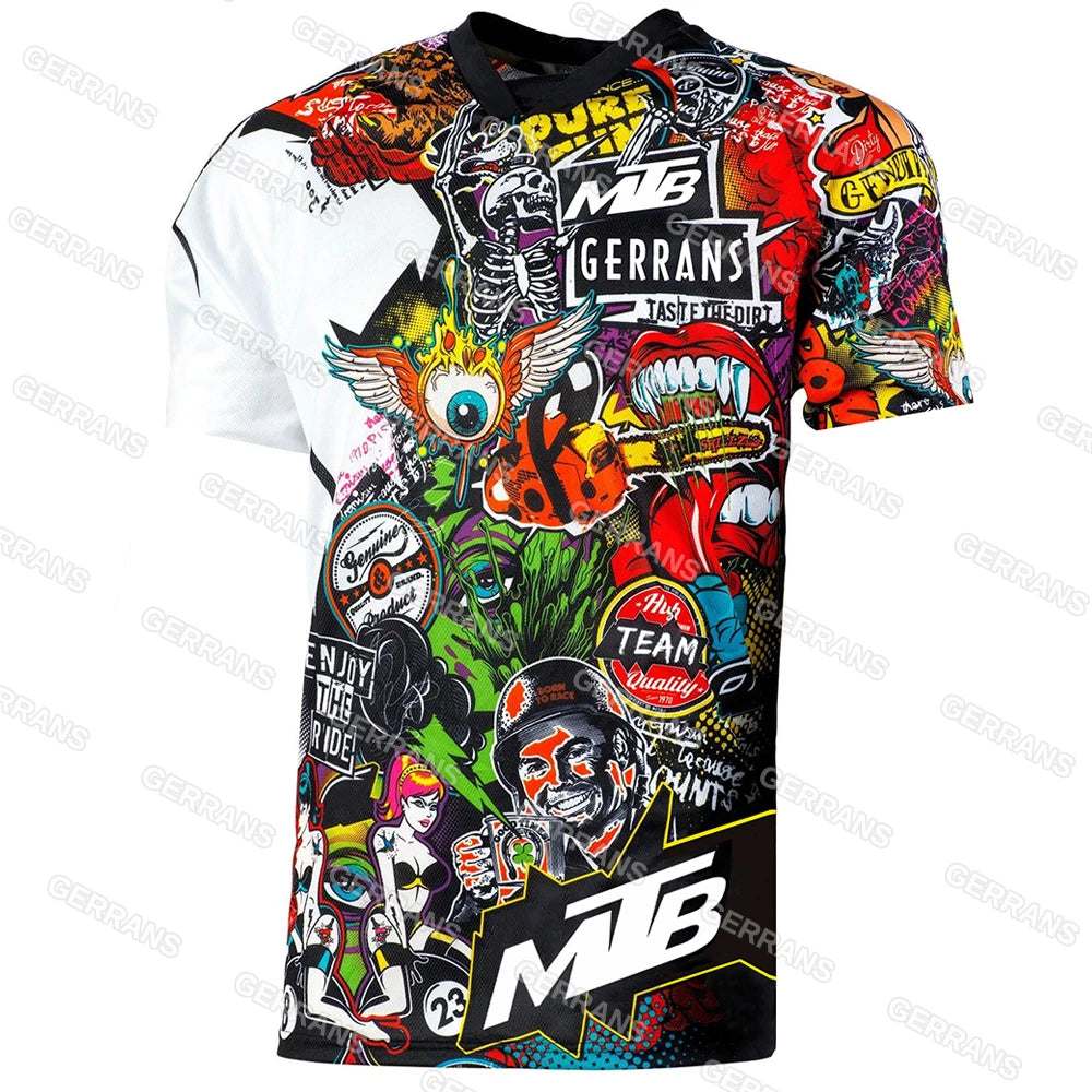 Ggrrans mtb Jerseys Mountain Bike MTB Shirts Offroad  short sleeve Motorcycle Motocross Sportwear Racing Bike Cycling Clothing