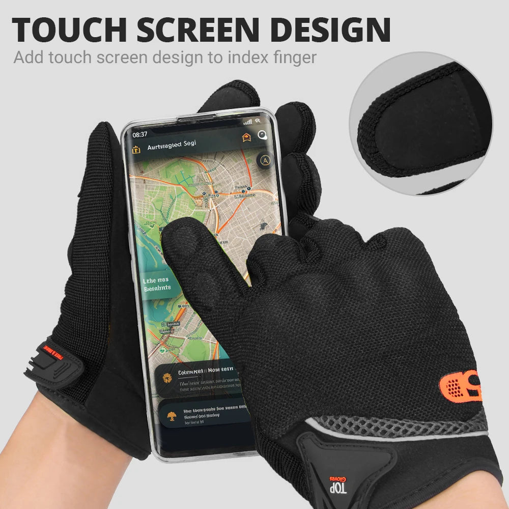 Motorcycle Gloves Summer Mesh Breathable Moto Gloves Men Full Finger Touch Screen Motocross Gloves Touch Screen Cycling Gloves