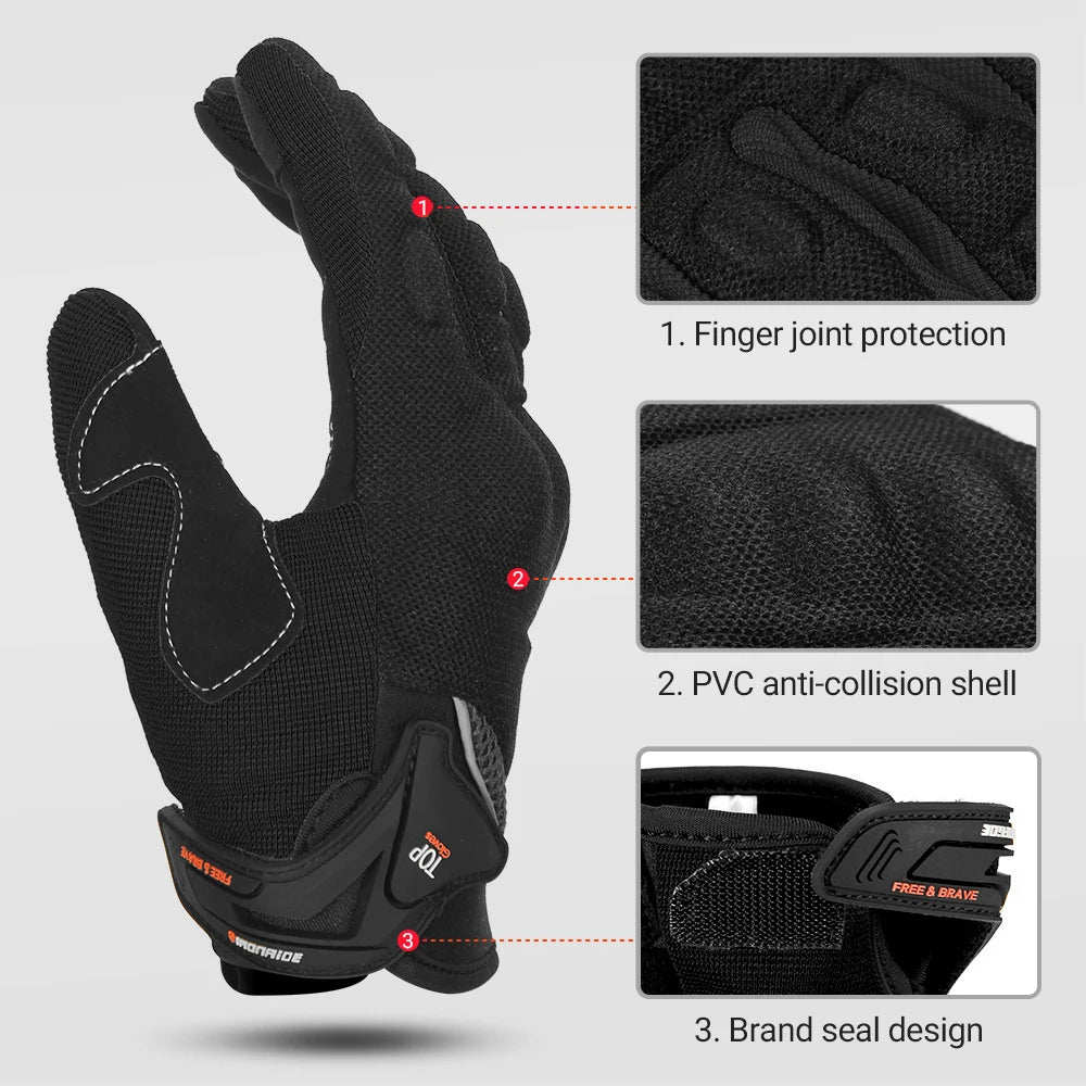 Motorcycle Gloves Summer Mesh Breathable Moto Gloves Men Full Finger Touch Screen Motocross Gloves Touch Screen Cycling Gloves