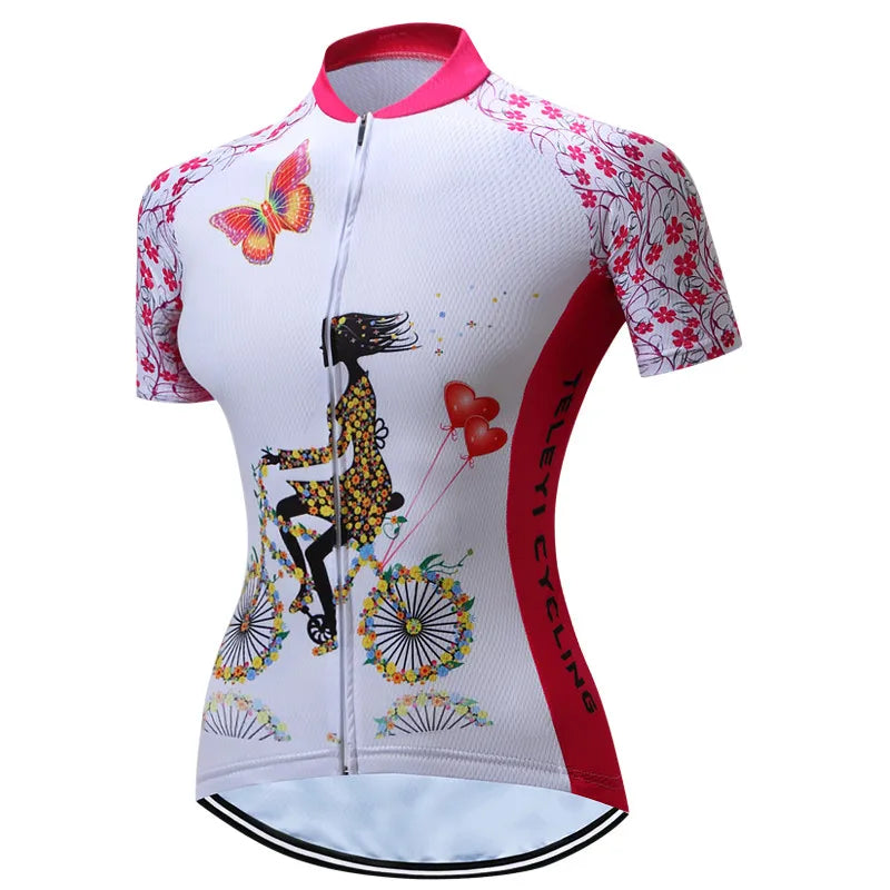 Weimostar Summer Flower Cycling Jersey Women Maillot Ciclismo Pro Team MTB Bike Clothing Tops Racing Bicycle Shirt Cycle Wear