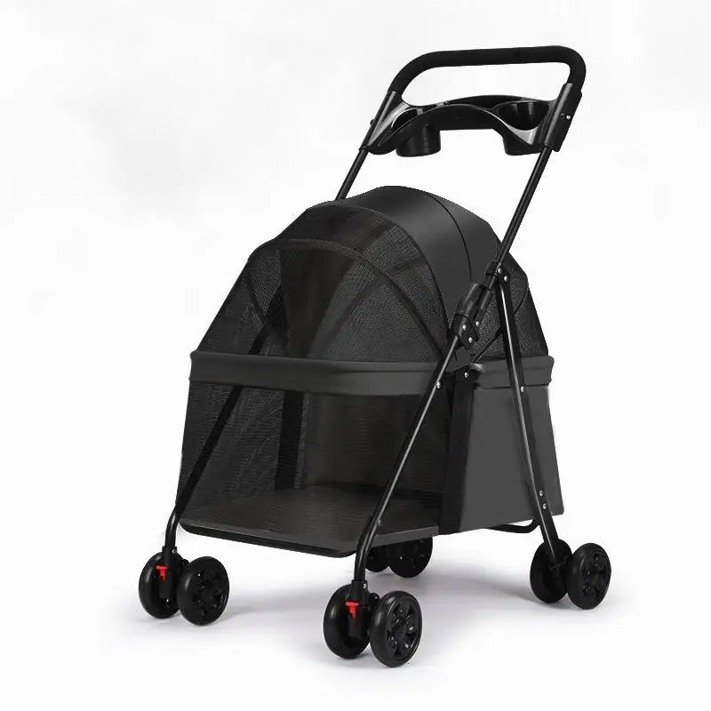 Foldable Pet Stroller Cat Small Dog Cart Puppy Kitten Teddy Car Outdoor Lightweight Folding Pet Stroller