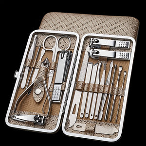 Professional Manicure And Pedicure Set, Nail Clipper Nail Cutter Nail Files Ear Spoon, Beauty Tools Grooming Set with Portable Case, for Nail Care, for Household And Travel